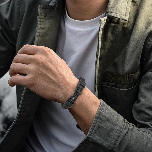 Men's Stainless Steel Leather Ashes Memorial Bracelet Cross Style Secure Keepsak - Picture 6 of 7